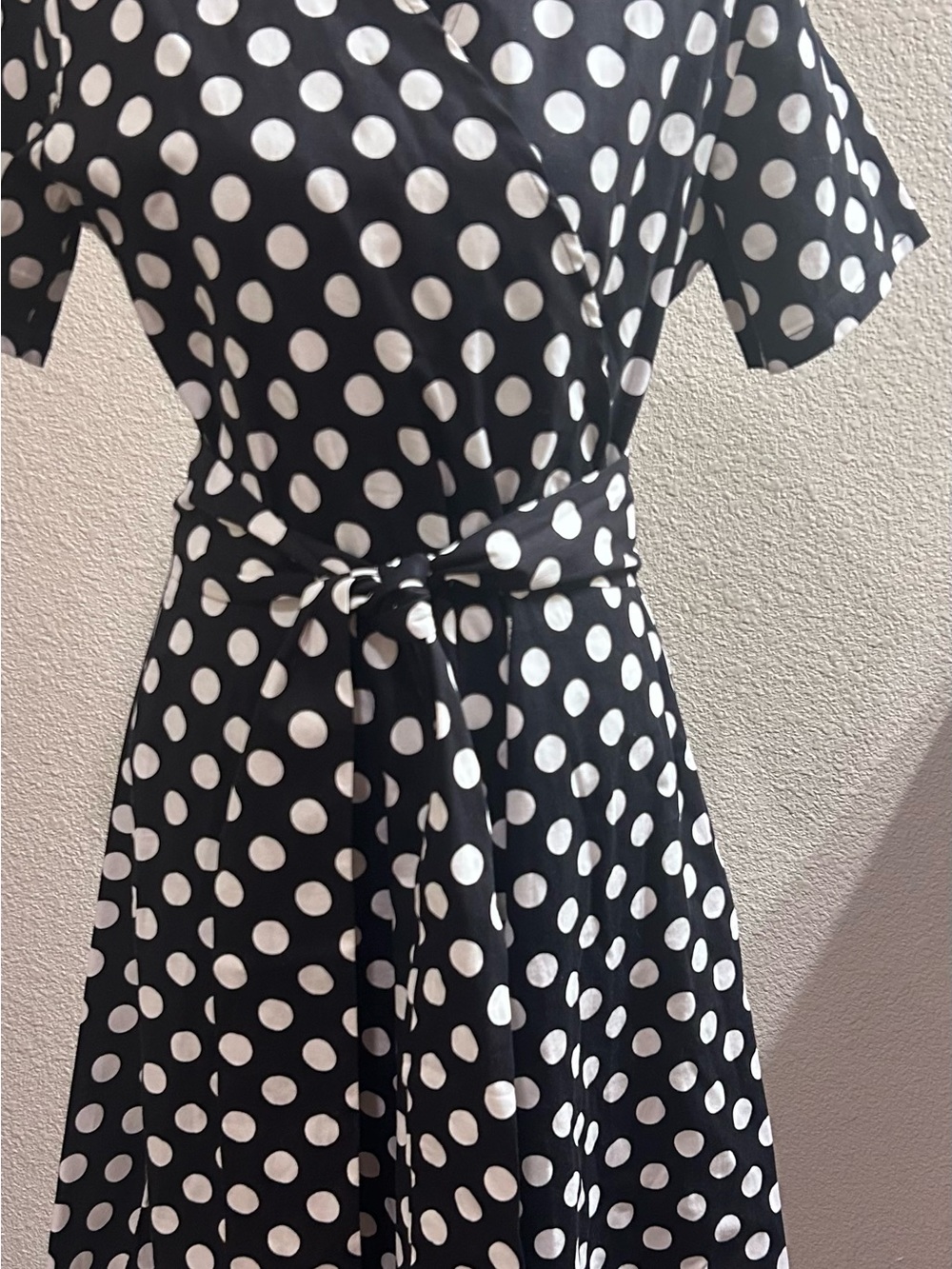 Black and White Polka Dot Wrap Dress